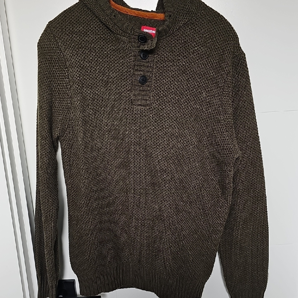UNIONBAY Men's Olive Green Knit Hoodie Sweater Sz Medium